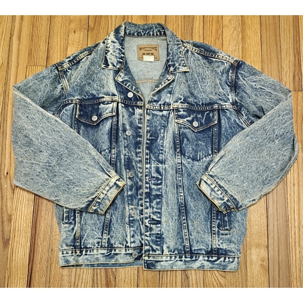 Vintage Gap Work Force Jean  Stone Wash Denim Jacket Men's Xs Oversized Style